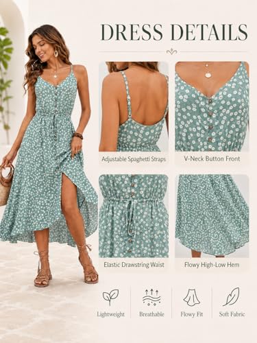 Image of BROVAVE Women's 2026 Summer Casual Boho Sundress Spaghetti Strap Midi Dress