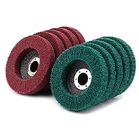 SI FANG 10 Stücke Schleifscheiben Schleifvlies 125 x 22,2 mm Polierscheibe Nylonfaser，Grobreinigungsscheibe Reinigungsscheibe Scheuerpad Stahl Metall Polieren für Winkelschleifer, Polierwerkzeuge