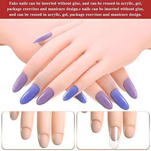 Nail Art Training Practice Hand Bendable Silicone Fake Hand And 500 Pieces White False Nails For Nail Art Training Display (Transparent Nails) #TOP4