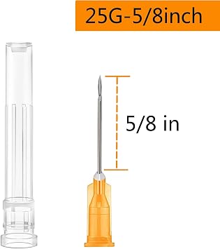 100 Pack 1ml 25 Gauge 5/8 Inch, for Scientific Labs, Industrial Dispensing and Liquid Measuring Supplies, Individually Sealed Packaging