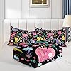 QOOMO Floral Cat Comforter Twin Size,Black Cats Bedding Set for Kids Teens Girls,3Pcs Bedding Set Printed Comforter with 2 Pillowcases,Down Alternative,Soft and Lightweight(Black,Twin Size) #4