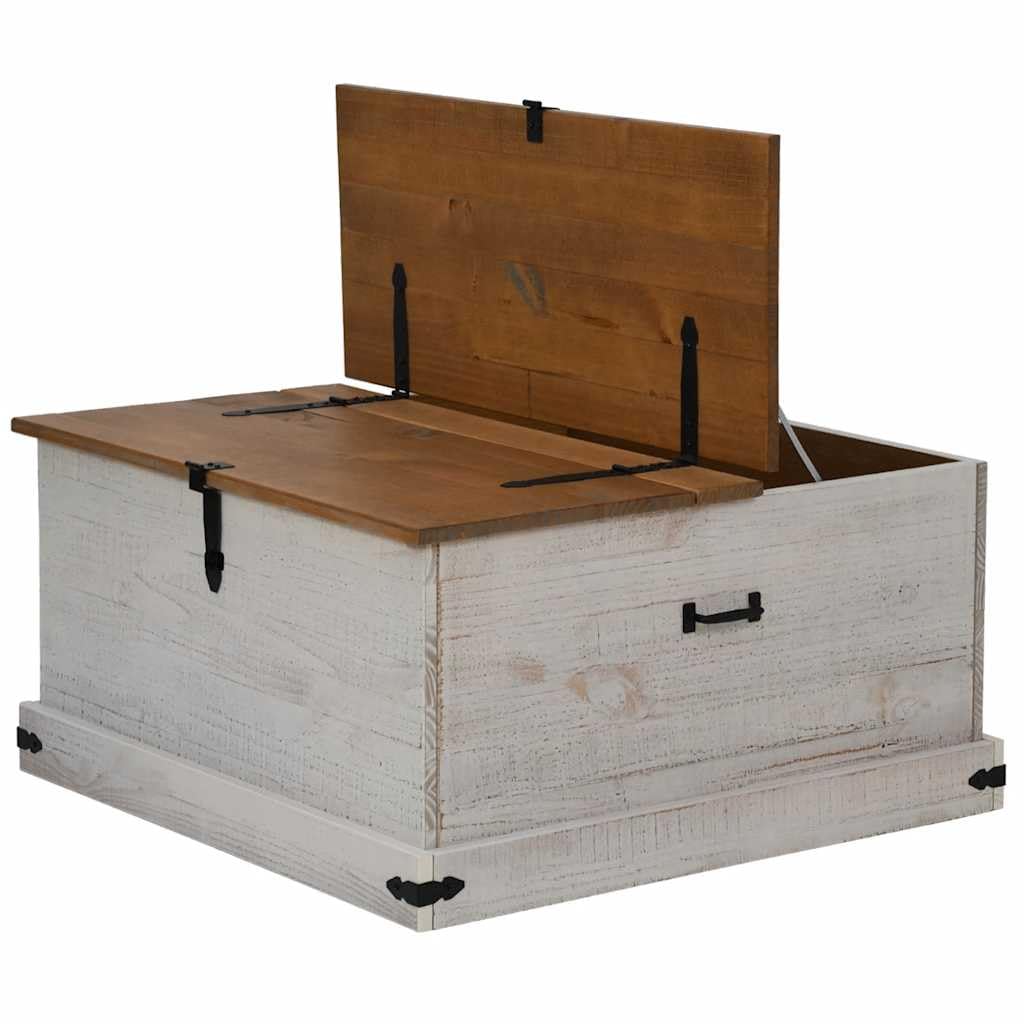 Baúl de almacenamiento Halden blanco 91 x 91 x 47 cm, madera maciza, caja de almacenamiento para entrada, salón, dormitorio, pasillo,