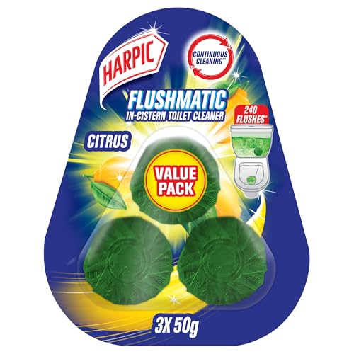 Harpic Flushmatic In-Cistern Toilet Cleaner Citrus Fragrance 50g (Pack of 3)