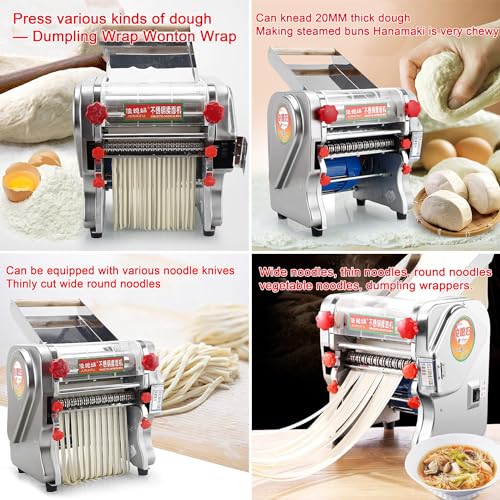 Máquina eléctrica para hacer pasta, rodillo de masa automático con cuchillos de fideos para pasta casera y envoltorios de albóndigas, aparato de cocina fácil de usar