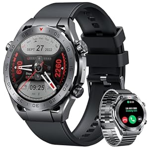Smartwatch Fitnessuhr Uhren Armbanduhr mit Telefonfunktion: 1.42″ Herren Smart Watch Bluetooth Anruf mit Schlafmonitor Schrittzähler Uhr Pulsuhr 100+ Sportmodi Fitness Armbanduhr für Android iOS