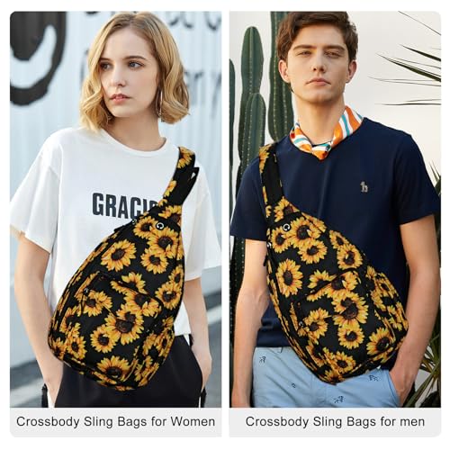 Duryarhall Sling Bag for Women Crossbody Chest Bag Convertible from Left to Right, Water Repellent Gym Backpack, Anit Theft, Sunflower - image 7