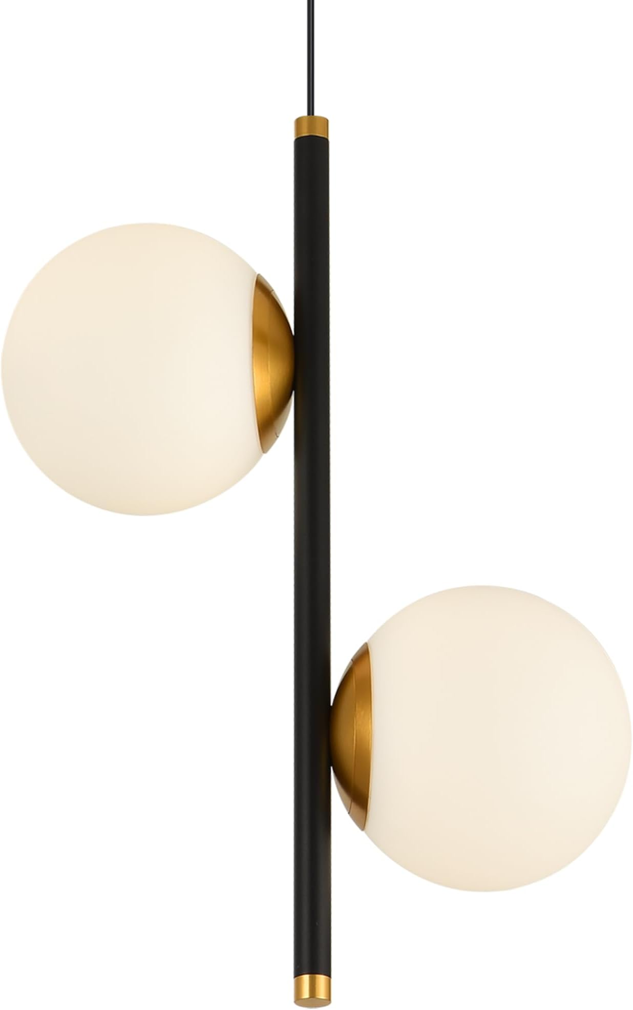 Capri VCP2202BL 11" 2-Light Integrated LED ETL Certified Height Adjustable Black Pendant Lighting with Glass Shades