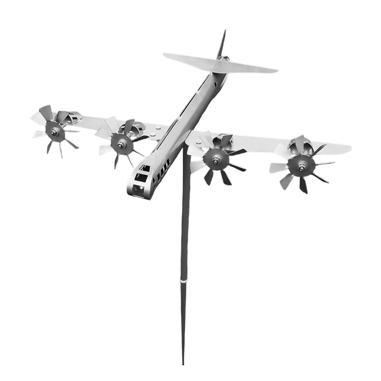 Aircraft Wind Spinner Outdoor Metal Wind Spinner with Rotatable Wheel Dynamic Winds Sculptures Metal Windmill Stake Ranch Spindler