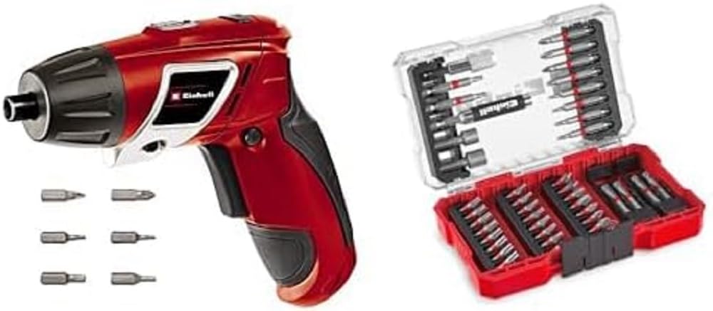 Einhell Akkuschrauber TC-SD 3,6 Li (3,6V, 1300 mAh, 3 Nm Drehmoment, Drehgelenk im Handgriff, LED-Licht, Softgriff, Ladekontrollleuchte, inkl. 48 Bits)