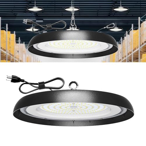 JYSXSHOW 100W UFO LED High Bay Light,15000lm 6000K Daylight 1000W Equivalent with 59inch US Plug Cable Garage Lights Commercial Warehouse Bay Light for Garage Factory Lowbay Area Lighting