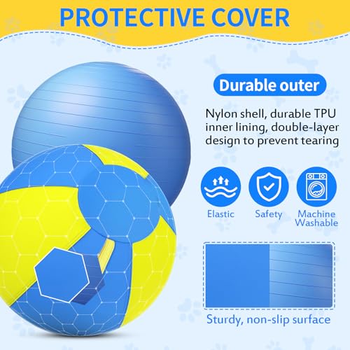Image of 18 Inch Herding Ball for Dogs with Durable 1000D Oxford Cover - Interactive Dog Toy with Handles for Medium Breeds, Anti-Burst & Heavy Duty Herding Ball for Australian Shepherds, Border Collies