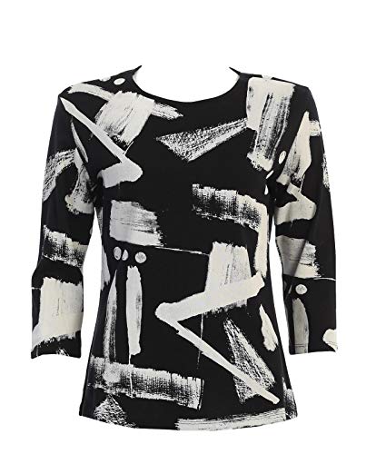 Jess & Jane Women's Journal Cotton Tee Shirt Top Black