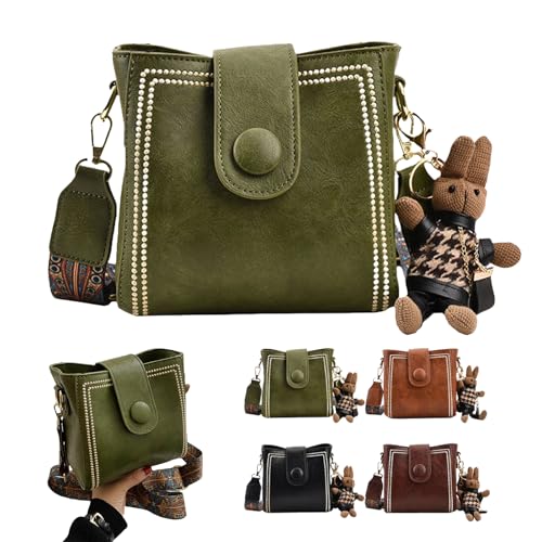 Bootara Bucket Bag, Vintage Fashion Small Water Bucket Bag With Adjustable Shoulder Strap, Cute Rabbit Pendant