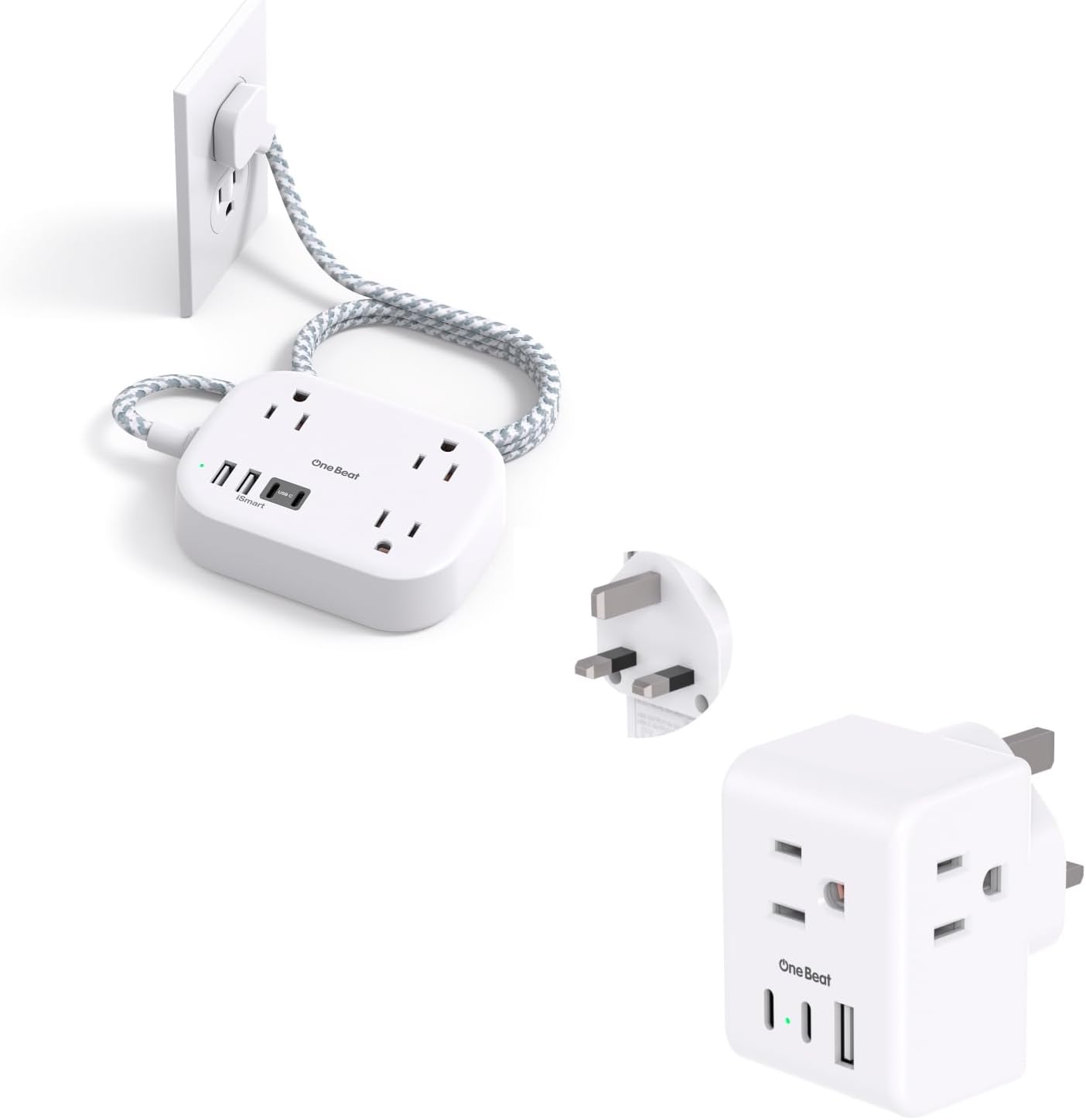 Travel Power Strip, Cruise Ship Essentials with USB C+US to UK Ireland Travel Plug Adapter