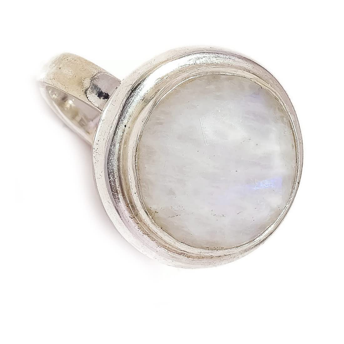White Moonstone Marquis Cut Round Natural Gemstone Silver Overlay Handmade Statement Ring-Q 1/2