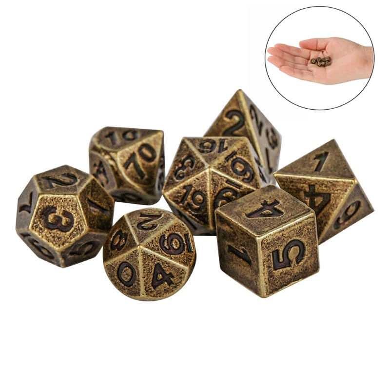 Mini DND Dice Set including Steampunk Bronze Octopus Pocket Watch Shell Case, 7pcs Polyhedral Metal Dice Set including Chain - Image 4
