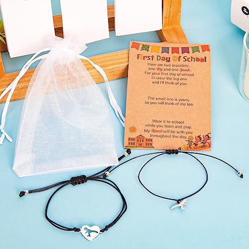 Image of EOBOH First Day of School Bracelet Mommy and Me, Prek Matching Wish Bracelets Set, Adjustable Bracelet for Boys Girls Gifts Stuff Bulk