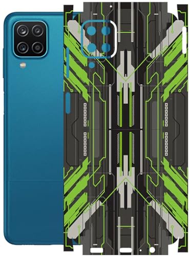 Image of AtOdds - Full Body Back Screen Guard Protector Film - Lamination Wrap Skin Sticker Compatible with Samsung Galaxy M12 | Scratchproof Matte Finish (Cyber Green)