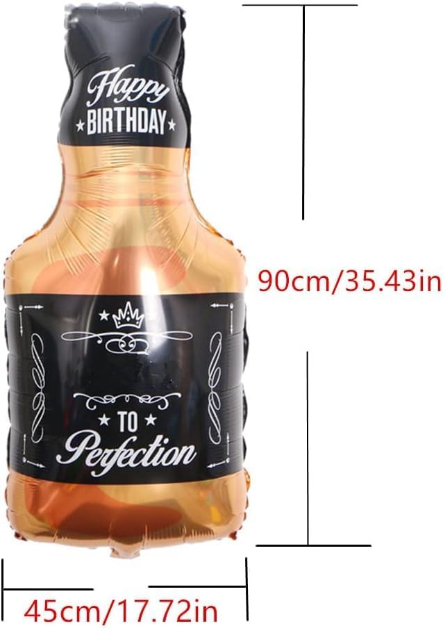 Miniatura 2 de Oumefar Globo de whisky con texto en inglés "Happy Birthday", de papel de aluminio, para decoración de celebración de fiesta interesante, 17.71 x