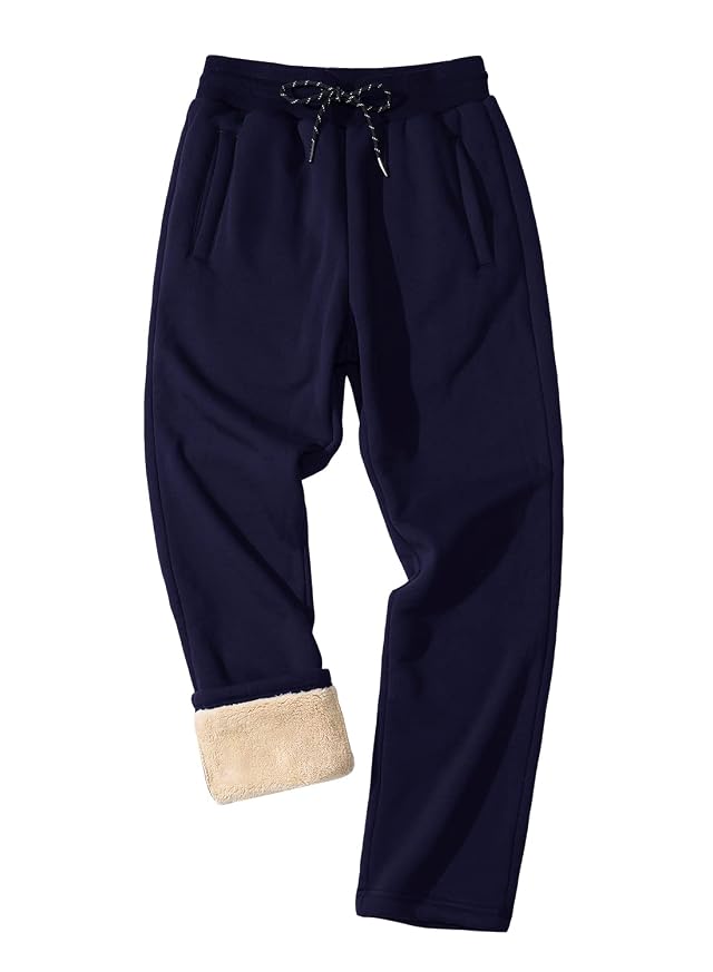 FASKUNOIE Mens Winter Fleece Pants Heavyweight Warm Sherpa Lined Sweatpants Running Jogger Pants with Pockets