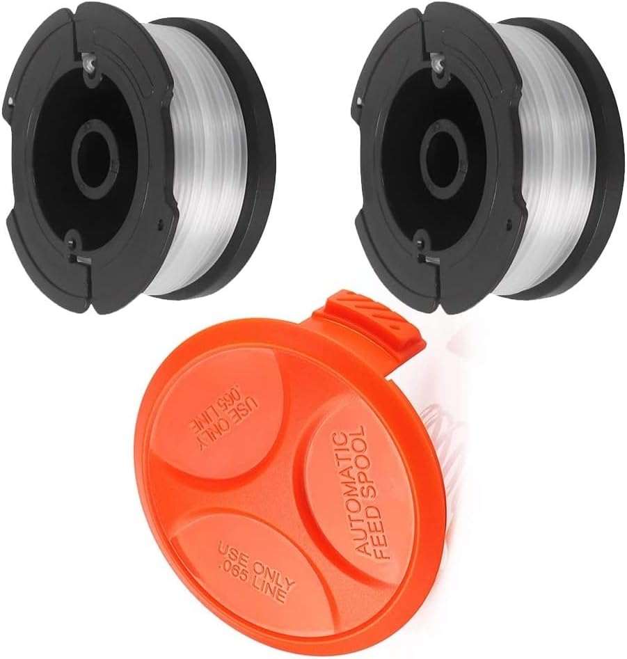 Zhanhai Strimmer Line & Cover,2 Spool Line + 1 Cap with Spring Fits for Black & Decker GH400 GL423 GL550 GL580 String Trimmers Replacement Accessories