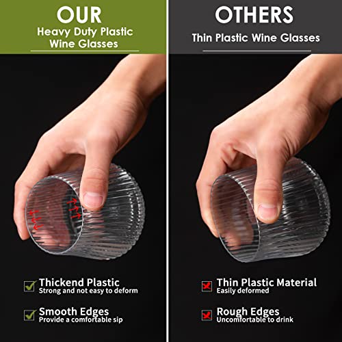 6 Pack Disposable Stemless Wine Glasses, 12 Oz Plastic Wine Cups, Eventpartener Origami Style Unbreakable Wine Glasses, Whiskey Cocktail Glasses, Shatterproof Clear Drinking Glasses For Party, Wedding #TOP2