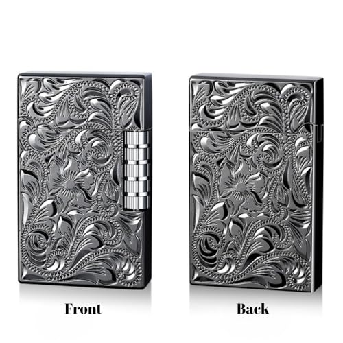 Image of Smoke King Sanji Retro Gas Lighter Pulley Ignition Lighter, Soft Flame Refillable Lighter, Collection & Gifting (Black)