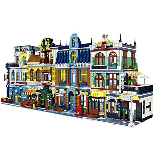 Foxom 4 In 1 Nahrungsmittelstraße Haus Bausteine Bausatz, Modular Buildings, Konstruktionsspielzeug Kompatibel mit Lego…