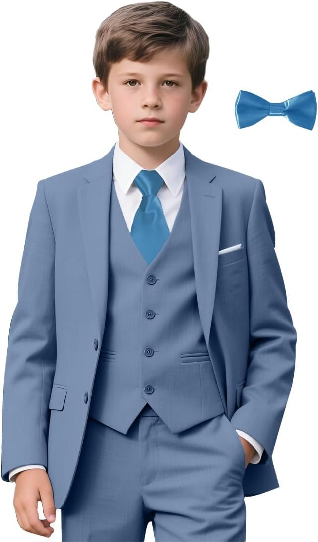 Boys Suit for Kids 6 Pieces Formal Dresswear Set Teen Boys Tuxedo Suits for Wedding Graduation