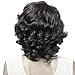 YX Short Curly Hair Wig for Black Women African american Heat Resistant Synthetic Hair Wigs(Black)