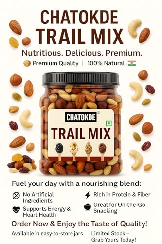 Image of CHATOKDE Rozana Premium Mixed Dry Fruits 500GM (JAR PACK)| Healthy Trail Mix and Seed Panchmeva | Walnut, Almond, Cashews, Mix Fruits, Dates, Black & Green Raisins, Sunflower, Pumpkin Seeds