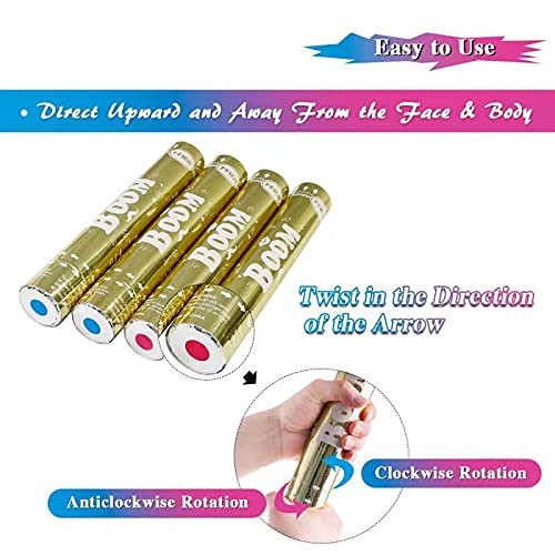 Gender Reveal Confetti Powder Cannon 2 Blue & 2 Pink Baby Shower