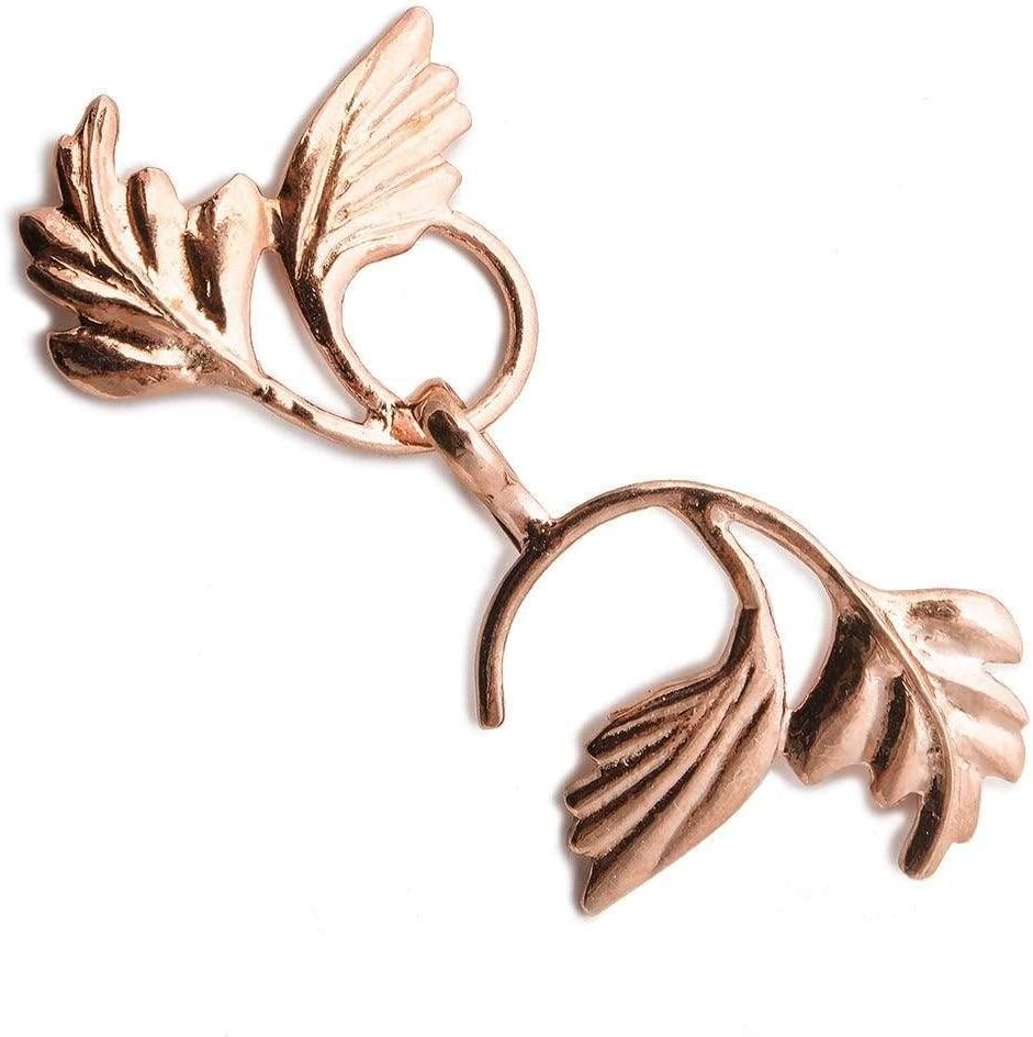 56x24mm Rose Gold Plated Silver Hook & Eye Clasp Icanthus Leaves 1 pcs