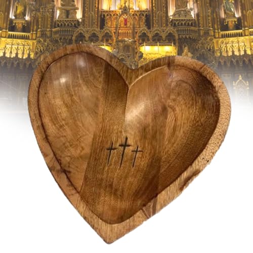 Ciotola for preghiera a cuore in legno, Ciotola for preghiera artigianale con biglietti, Ciotola for pasta con 24 biglietti di preghiera, Regali religiosi, Ciotola for preghiera a cuore, for caramelle