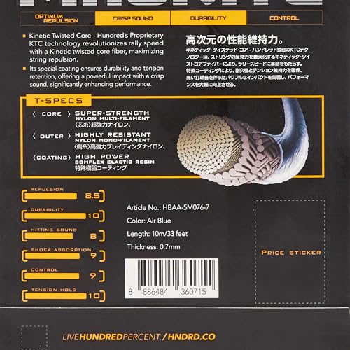Image of Hundred JP 70 Magnite Badminton String | 0.70 mm High Repulsion & Control | Superior Tension Hold & Shock Absorption | Crisp Hitting Sound