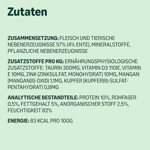 by Amazon Getreidefreies Katzennassfutter, Dose, Pastete Ente, 6 x 400 g