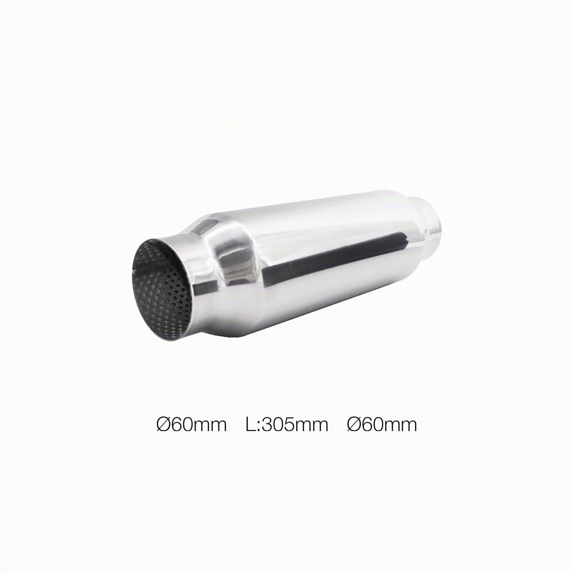 Simoni Racing ESR8 - Silenciador deportivo universal, salida redonda recta, silenciador recto para coche, acero inoxidable, longitud 305 mm