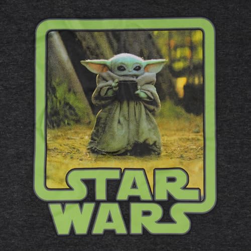 Star Wars Men's The Mandalorian Baby Yoda Grogu Adult Pullover Hoodie, Small Charcoal Heather2