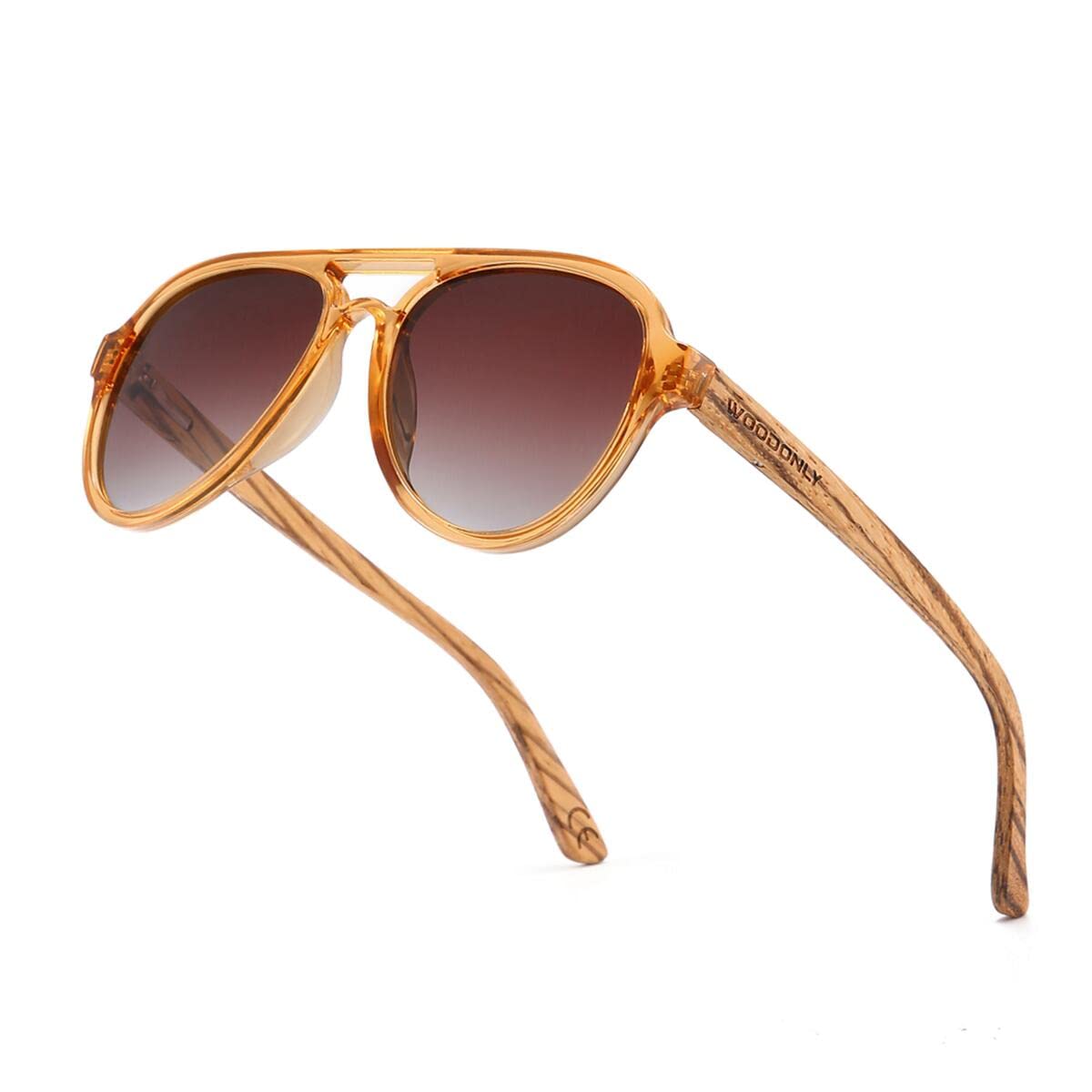 WOODONLY Gafas de Sol de Aviador de Madera Polarizadas - Gafas de Sol de Piloto de Estilo Moderno para Hombres y Mujeres Regalos Perfectos