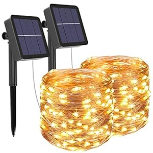 litogo [2 Stück] Solar Lichterkette Aussen, 12M 120 LED Lichterkette Außen Wasserdicht KupferDraht 8 Modus…