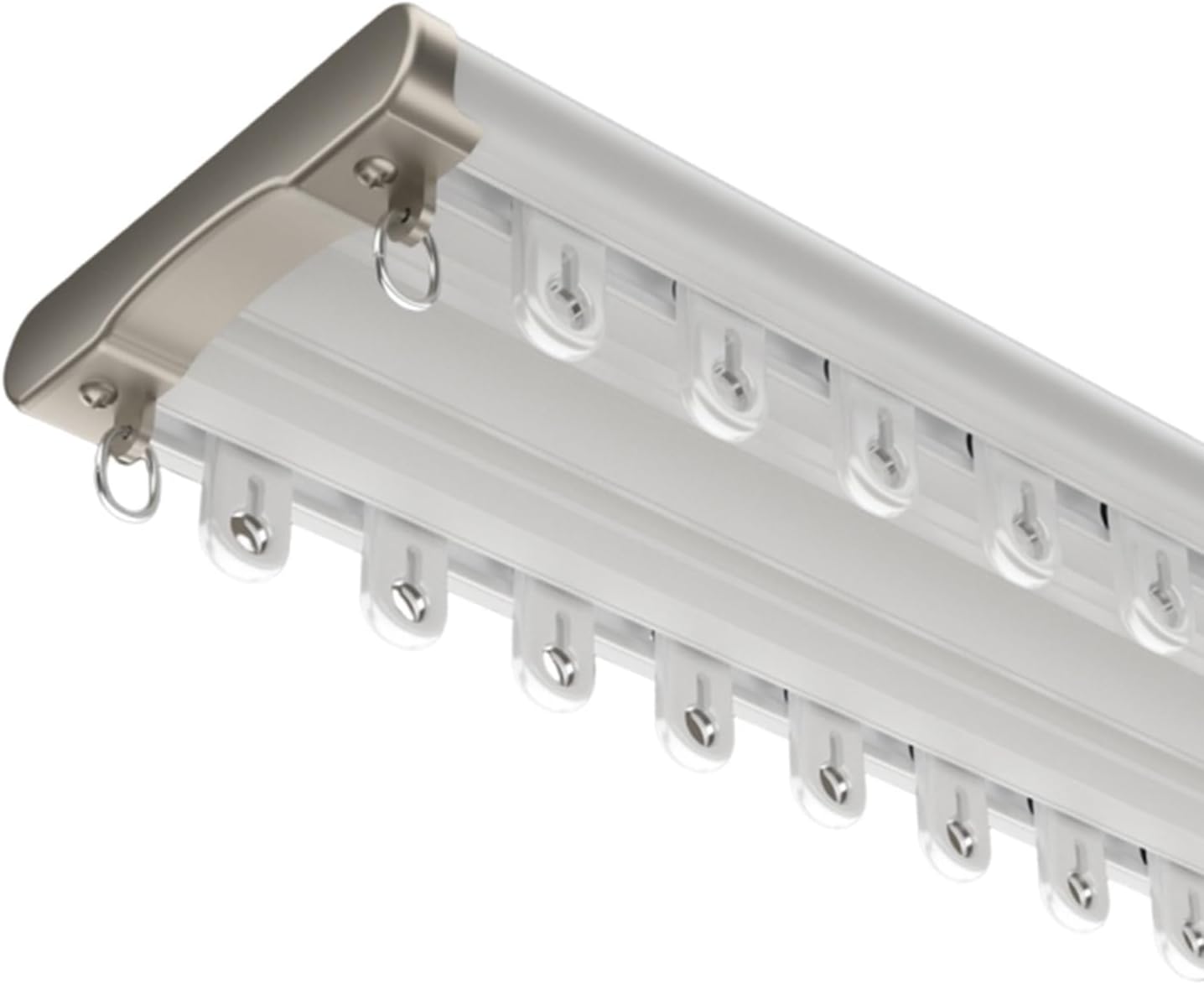 頑丈なダブルトラックカーテンレール - 天井取り付けアルミ製 窓、寝室、リビングルーム、ホテルでの使用に最適 (ホワイト、440cm