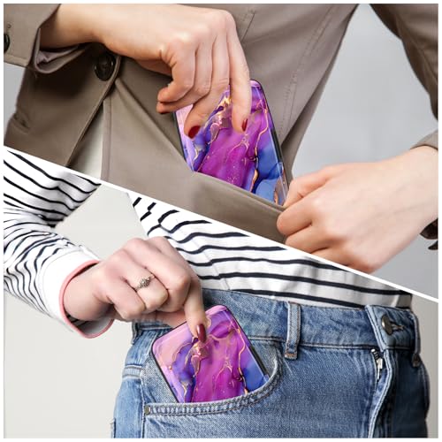 Image of Card Holder Credit Cards Holder for Women RFID wallet women Business Card Holder Wallet Mini Aluminum Card Wallet RFID Blocking Slim Metal Hard Card for Women, Marble Patterns