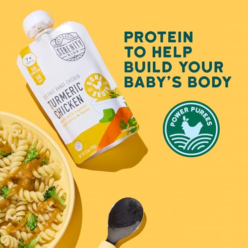 Image of Serenity Kids Organic Chicken Puree Pouches, No Added Sugar, 3.5 Oz, 6 Pack | Protein-Packed Toddler Snacks, No Added Sugar, Chicken Bone Broth, Baby Essentials, Organic Baby Food, Toddler Food
