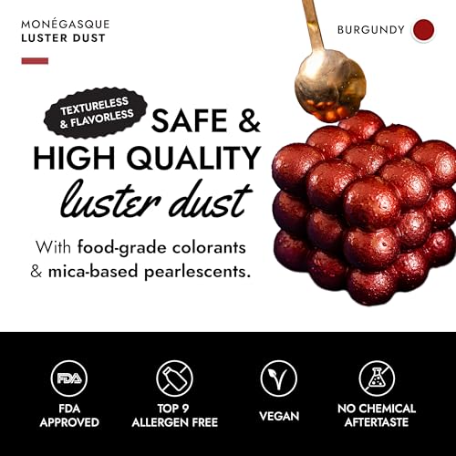 Image of MONEGASQUE Red Edible Glitter for Drinks & Cakes, Luster Dust, 7g | Shimmer Powder, for Cupcakes, Chocolate & Strawberries, Cocktail Garnish, Food-Grade, Vegan, for Bakers & Mixologists