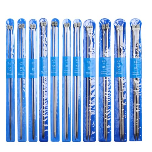 Agujas de tejer de acero inoxidable de una sola punta de 25 cm rectas para labores de punto 3