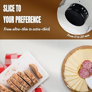 Bestron Trancheuse à pain, avec lame en acier inoxydable RSG, fabriquée en Allemagne, réglage en continu de l'épaisseur de coupe de 0 à 20 mm, trancheuse universelle avec bouton de changement pour un