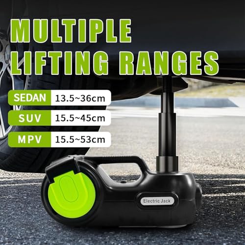 Image of E-HEELP Electric Car Jack Kit 5 ton 12V Hydraulic Car Jack Lift (Lifting Range: 5.3-14.17inches) with Impact Wrench Inflator Pump for Car SUV Sedan MPV, LCD Display and Tire Pressure Monitor