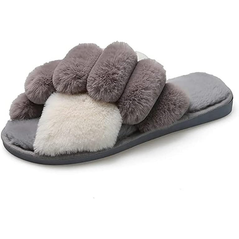 TopiBaaz Women Winter Plush Home Indoor & Outdoor Flip Flop Slippers For Girls | Stylish Soft warm Slip on Flat Slide Slipper(Grey,7) (B0B7NXPQP1) Amazon Price History, Amazon Price Tracker
