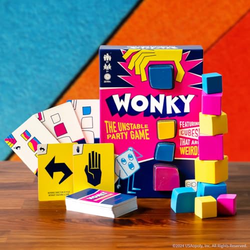 image for USAOPOLY Wonky: The Unstable Party Game, An Abstract Strategy and Dext