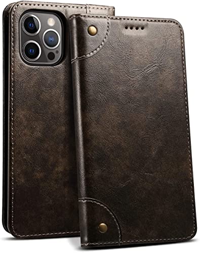 Coque iPhone 12 Pro Max anti-choc rabat cuir avec béquille de visionnage intégrée